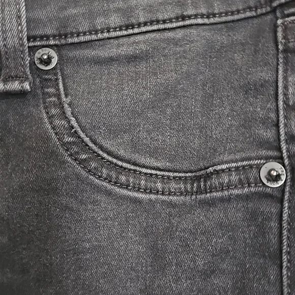 Rag & Bone High Rise Skinny Jeans Distressed Knees/Raw Hem Dark Gray Siz… - Picture 8 of 13